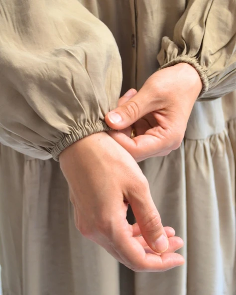 Kadın Modal Tesettür Elbise –Kahverengi– Rahat Kalıp – 135 cm Boy – 1-2 Beden - 9