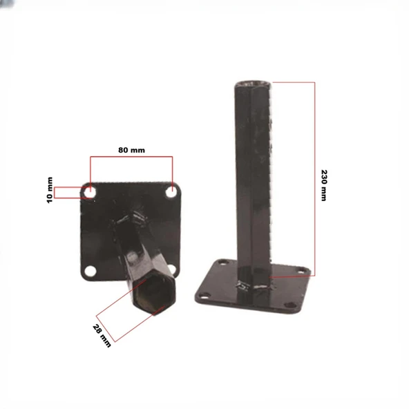 bluebee C08 27x250mm Altıgen Siyah Çapa Makinesi Sağ Sol Teker Aks Mili