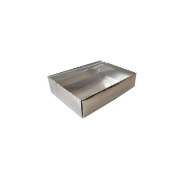 Asetat Kapaklı Karton Kutu 9x12x3 CM (25 Adet)  Gümüş - 1