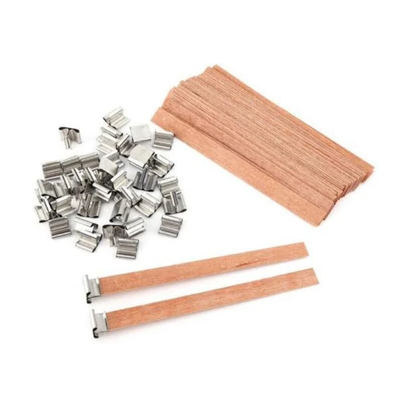 Ahşap Mum Fitili  Soya Fitili Bardak Mum Fitili (10 Adet) - 1