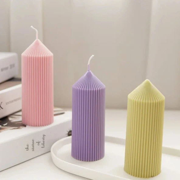 Poli Karbon Sert Plastik  Mum Kalıbı Dik İnce Çizgili 14.7X5.4 CM - 3