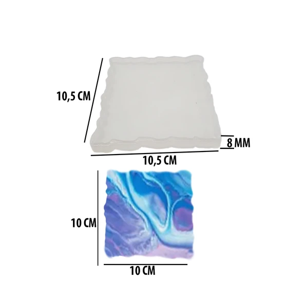 Epoksi Silikon Kalıp Magnet Geode Kare  10 CM - 2