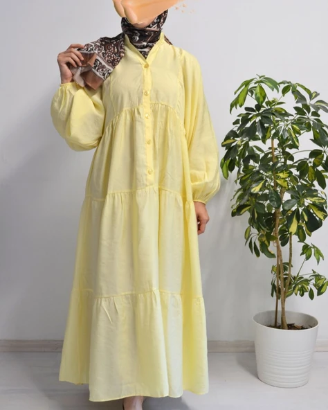 Kadın Modal Tesettür Elbise –Kahverengi– Rahat Kalıp – 135 cm Boy – 1-2 Beden - 1
