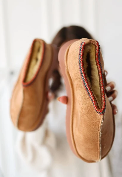 Pabucmarketi Taba Süet Yüksek Taban Kadın Düz Bot ürün görseli