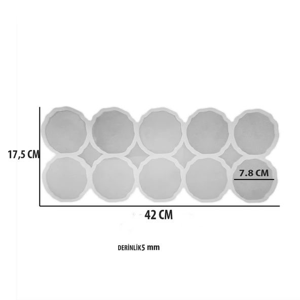 Epoksi  Silikon Kalıp Geode Tırtıklı Kenar Bardak Altı Ve Magnet Kalıbı 7.8 CM 10 lu - 3
