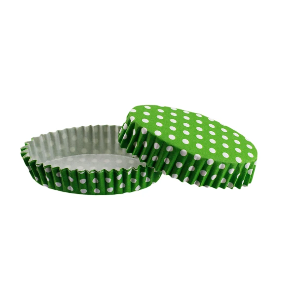 Cupcake Kalıbı Pet Kapsül Oval Model Kek Kalıbı (100 Adet) F11  Puantiyeli  Yeşil - 1
