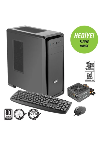 Green Pars Evo Skd 1X120MM 1x3.2 2x2.0 USB Bilgisayar Kasası (400W 80+ Standart Sertifikalı UPS)