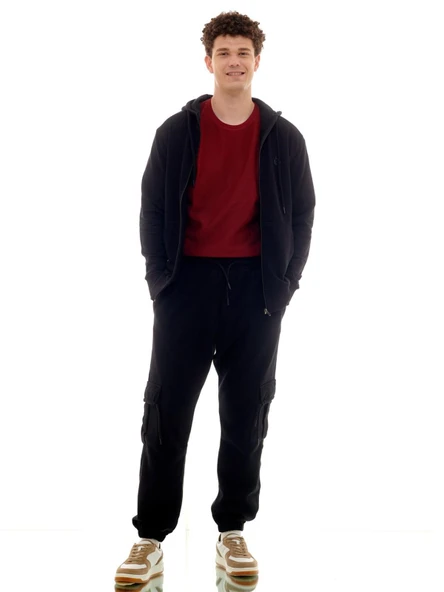 Galatasaray Orijinal Lisanslı Tam Fermuarlı Kapüşonlu Siyah Sweat - 4