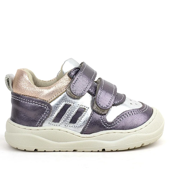 Rakerplus Schaggy Hakiki Deri Platin Gümüş Bebek Spor Ayakkabı - 3