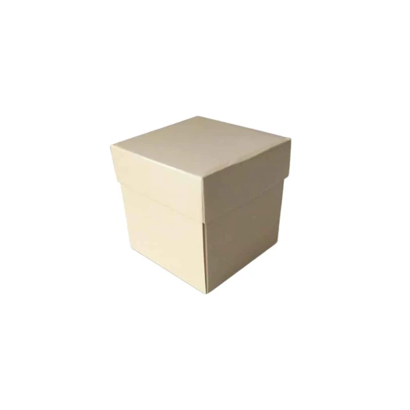 Komple Karton Kutu Düz Renk 6X6X6 CM (25 Adet)  Krem - 1