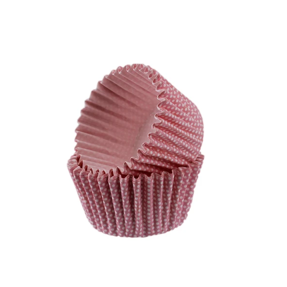 Kek Kalıbı Pet Kapsül 52X45 Mm Kağıt Cupcake Kağıdı (100 Adet)  Pembe Küçük Puanlı - 1