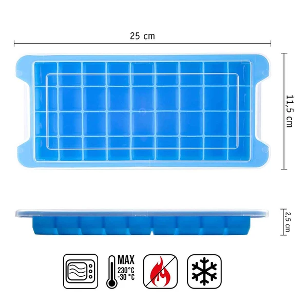 Buz Kalıbı Kapaklı  36 Lı Silikon   Kalıp 11.5X25 CM - 2
