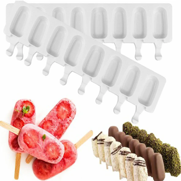 Magnum Şekilli Silikon Dondurma Tatlı Meybuz Kalıbı 8 li - 1