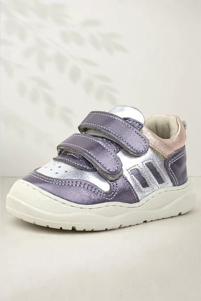 Rakerplus Schaggy Hakiki Deri Platin Gümüş Bebek Spor Ayakkabı