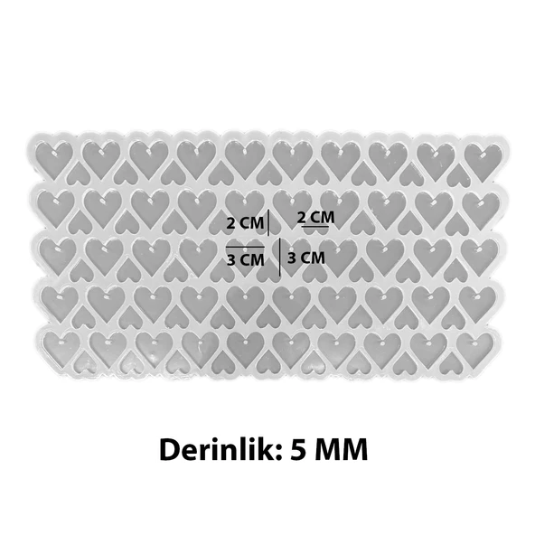 Epoksi Silikon Kalıp Çoklu Kalp Delikli Anahtarlık Kolye Kalıbı Küçük Boy 3 CM 50 Li - 3