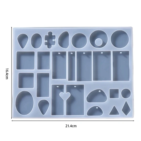 Epoksi Silikon Kalıp Çoklu Takı Kolye Küpe Kalıbı 16.4X21.4 CM 26 Lı - 3