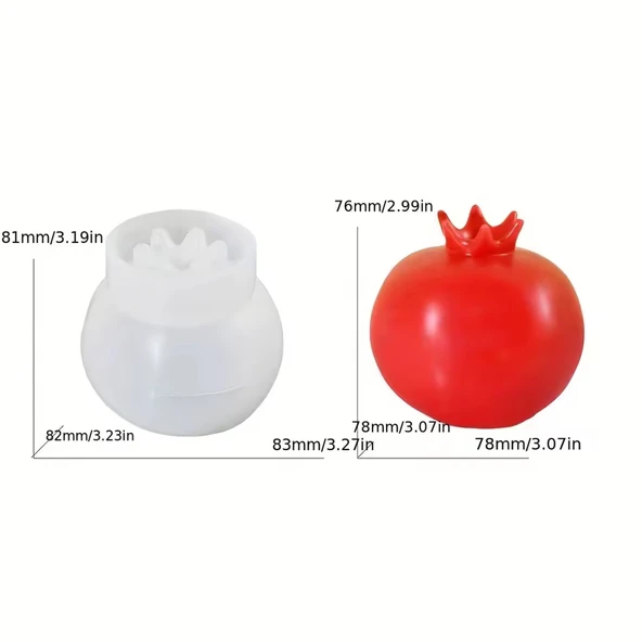 Silikon Mum 3D Nar Model Sabun Beton Ve Taş Tozu Kalıbı - 5