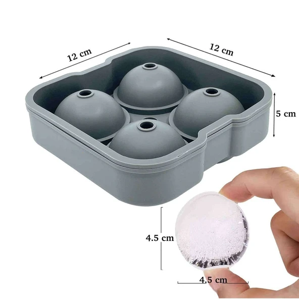 Silikon Buz Kalıbı Yuvarlak Küre Buz Kalıbı 4 Lü - 3