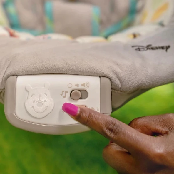 Bright Starts Winnie the Pooh Dots & Hunny Pots Sallanan Bebek Titreşimli Bebek Koltuğu, Müzik ve 3 Farklı Oyun Arkadaşl - 3