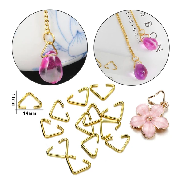 Anahtarlık Montaj Halkası Üçgen Takı Bağlantı Halkası 14x11 MM (1000 Adet)  Gold - 2