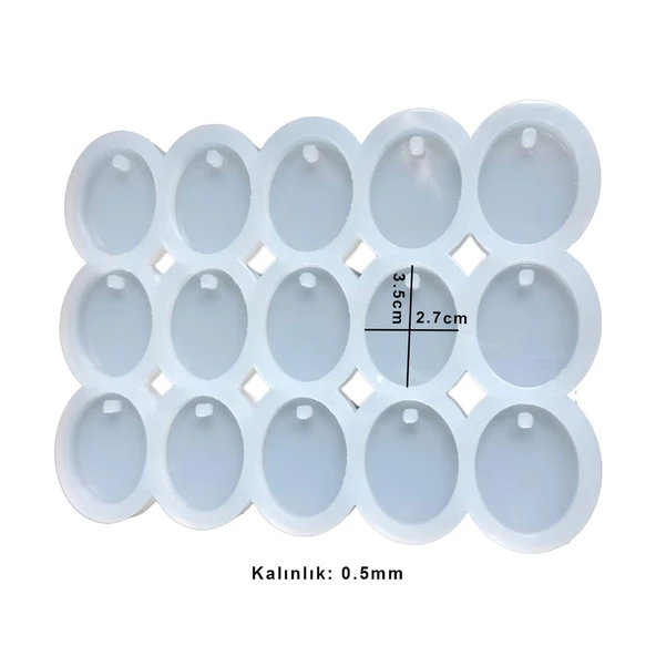Epoksi Silikon Kalıp Delikli Oval Anahtarlık Kolye Kalıbı 15 Li - 2