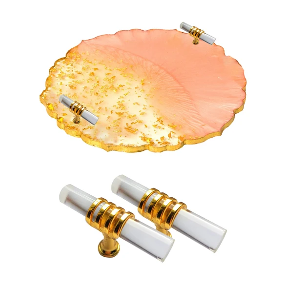 Epoksi Tepsi Kulpu Cam Kulp T Model (2 Adet)  Gold - 1