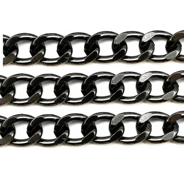 Alüminyum Çanta ve Takı Zinciri 10 MM (1 Metre)  Siyah - 1
