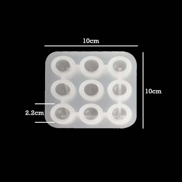 Epoksi Silikon Kalıp Çoklu Küçük Küre Deliksiz Boncuk Anahtarlık Kolye Kalıbı 9 Lu 2.2 CM - 3