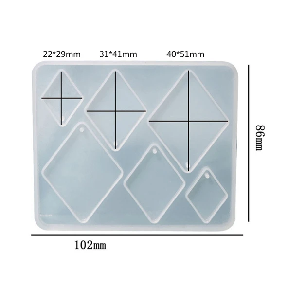 Epoksi Silikon Kalıp Çoklu Anahtarlık Geometrik Model Delikli Kolye Küpe Kalıbı - 5