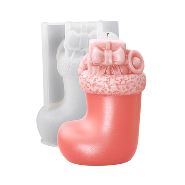 Silikon Kalıp Dekoratif Yılbaşı Kar Ayakkabı Çorap Noel Dekorasyon Mum Kalıbı 10.4X7.1 CM - 1