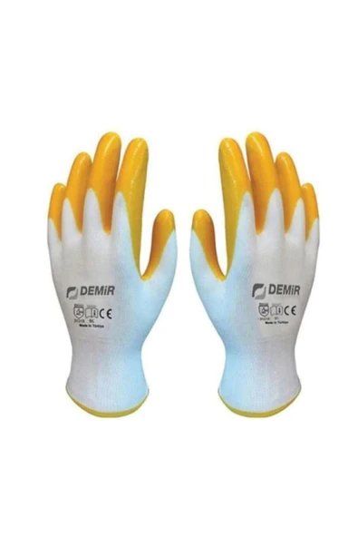 Safety Sarı Nitril Inşaat Tarım Montaj Iş Eldiveni 12 Çift-no:10 ürün görseli 1