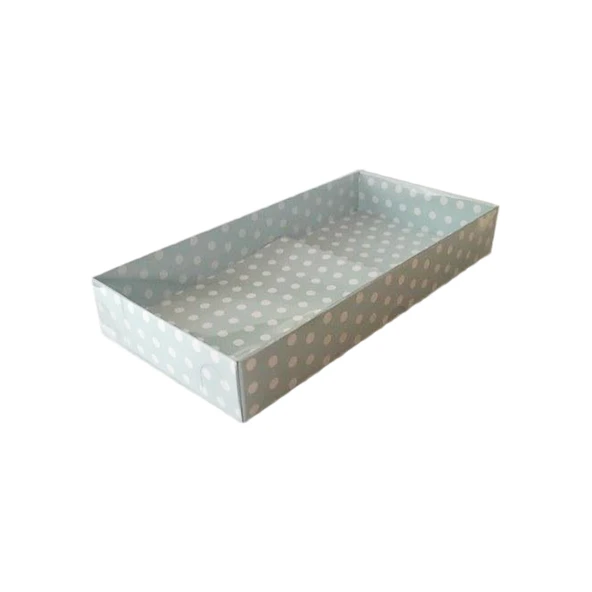 Asetat Kapaklı Karton Kutu 20X10X3 (25 Adet)  Puantiyeli Mavi - 1