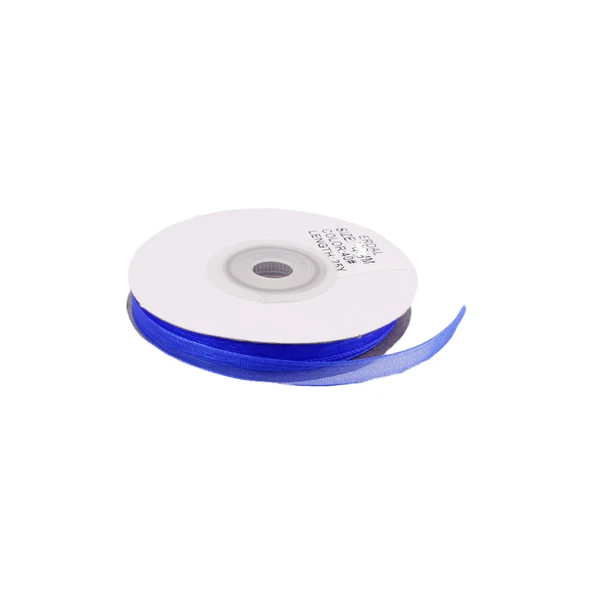 Organze Kurdele 6 MM (22 Metre)  Saks Mavi - 1