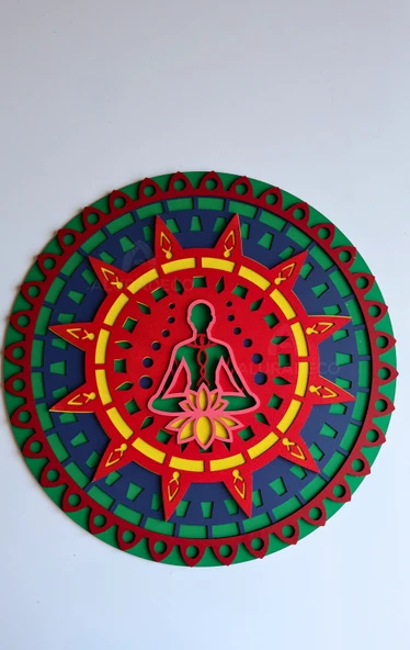 Ev Dekoru Lotus Mandala Çakra Temalı Ahşap Duvar Dekoru - 5