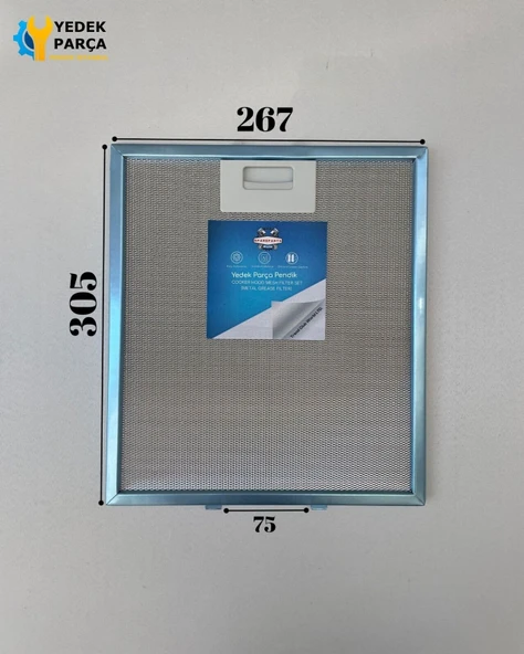 Zanussi : ZHC62760XA | 267x305 mm | Aspiratör & Davlumbaz Tel Yağ Filtresi | Model: 4055250429 - 063410455 | 26,7x30,5 cm ürün görseli 1