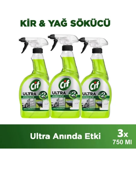 Cif Ultra Anında Etki Kir ve Yağ Çözücü 750 Ml x 3 Adet ürün görseli