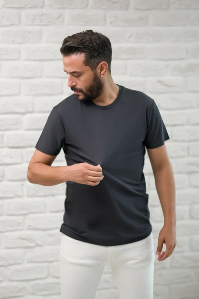 Paul Martin Slimfit Fit Bisiklet Yaka Rayon Kumaş Full Likralı T-shirt - Resim 3