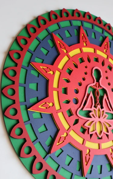 Ev Dekoru Lotus Mandala Çakra Temalı Ahşap Duvar Dekoru - 1