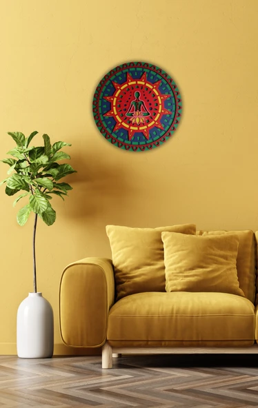 Ev Dekoru Lotus Mandala Çakra Temalı Ahşap Duvar Dekoru - 4