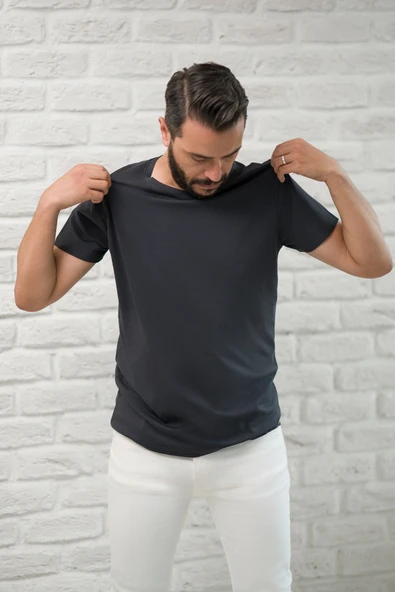 Paul Martin Slimfit Fit Bisiklet Yaka Rayon Kumaş Full Likralı T-shirt - Resim 4