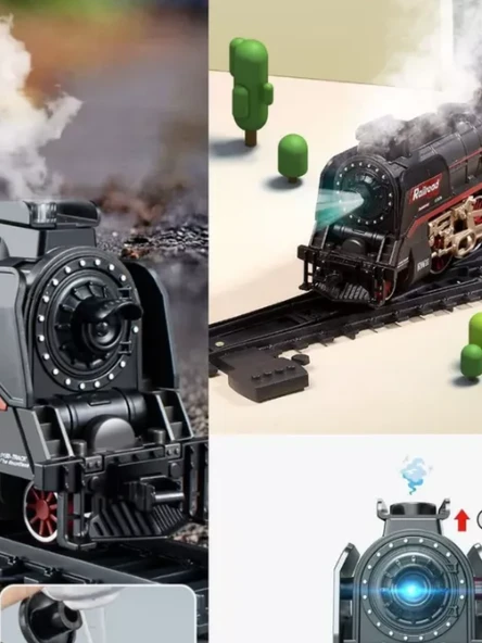 Tren 151 cm Çantalı Elektrikli yüksek hızlı tren demiryolu simülasyon sesi  buharlı oyuncak eğitici - Resim 6