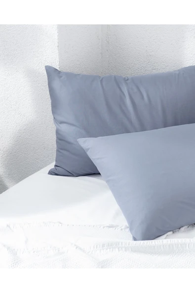 Manon %100 Pamuk 2'li Yastık Kılıfı Seti - Koyu Mavi - Resim 2