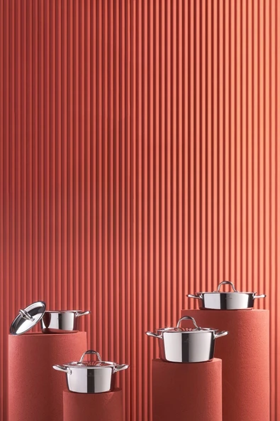 3ply Powersteel 316 Çelik Indüksiyon Tabanlı Konik 8 Parça Petekli Çelik Tencere Seti