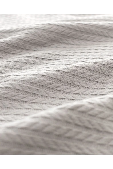 Madelyn Tek Kişilik %100 Pamuk Yatak Örtüsü - Açık Gri - Resim 6