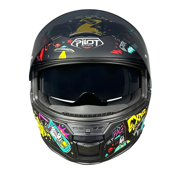 Pilot Alpha SV Future Black Kapalı Motosiklet Kaskı - Resim 5