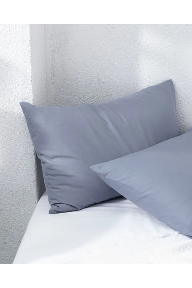 Manon %100 Pamuk 2'li Yastık Kılıfı Seti - Koyu Mavi - Resim 3