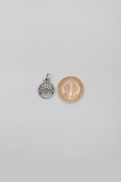 Minimalist Göz - Nazar Siyah Deri İp Kolye - Antik Gümüş Kaplama - Kadın Erkek - 60 cm - 4