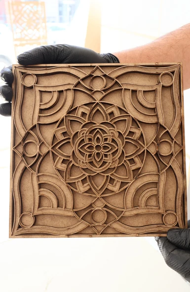 Bohem Ev Dekoru 3'lü Kare Mandala Seti Duvar Süsü - 5