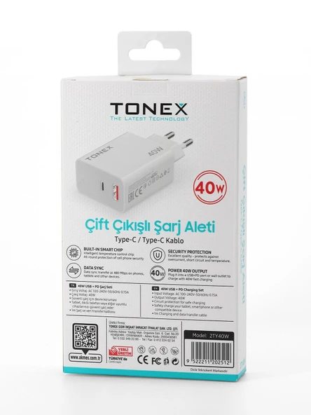 Tonex 40W TYP-C Çift Çıkışlı Şarj Aleti - 3