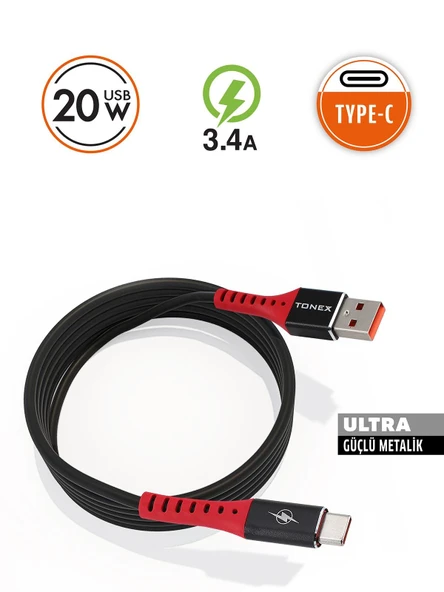 20W TYP-C Ultra Güçlü Metalik USB Kablo - 3